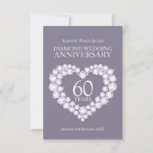 60e diamanten bruiloft hartslagkaart RSVP kaartje (Achterkant)