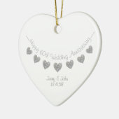 60e diamanten bruiloft hartversiering keramisch ornament (Links)