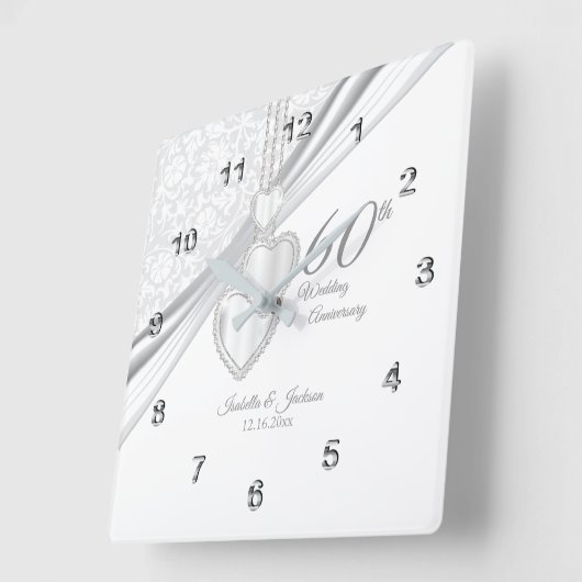 60e Diamanten Bruiloft Herinneringsteken Vierkante Klok (Hoek)