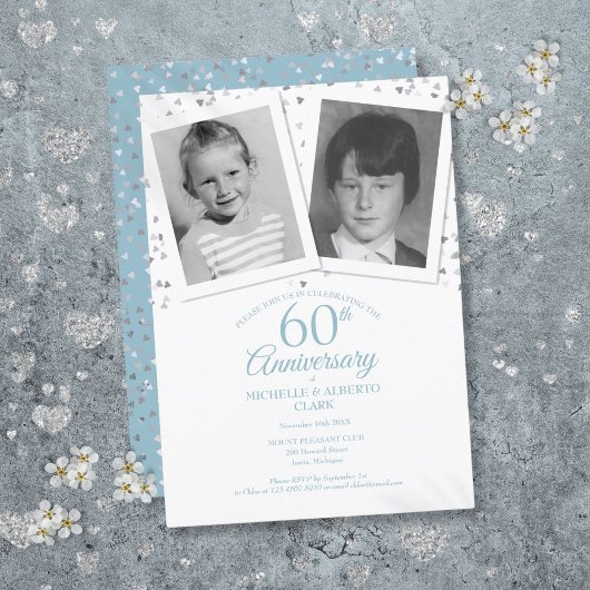 60e Diamanten Bruiloft Jubileum Kind Foto's Kaart