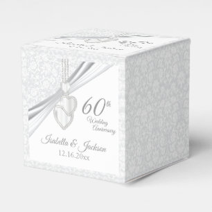 60e Diamanten Bruiloft Jubileum op Wit Bedankdoosjes
