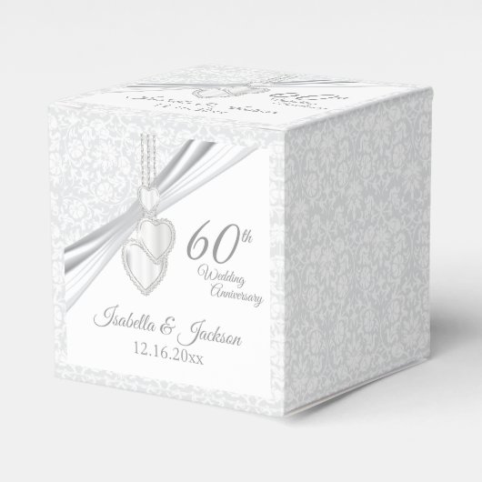 60e Diamanten Bruiloft Jubileum op Wit Bedankdoosjes (Voorkant Zijde)