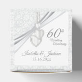 60e Diamanten Bruiloft Jubileum op Wit Bedankdoosjes (Bovenkant)