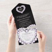 60e diamanten bruiloft jubileum zwart wit all in one uitnodiging (Afscheurbaar)