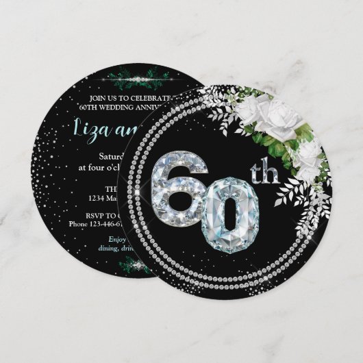 60e diamanten bruiloft kaart (Voorkant / Achterkant)