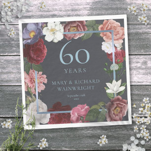 60e Diamanten Bruiloft Landelijke Rozen Servet
