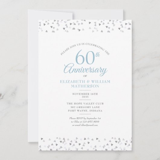 60e diamanten bruiloft Liefdesharten Kaart (Voorkant)