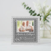 60e diamanten bruiloft met fotofeest kaart (Staand voorkant)