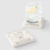 60e diamanten bruiloft met witte zwanen stenen onderzetter (Zijkant)