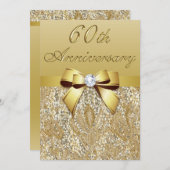 60e Diamanten Bruiloft Onechte Pailletten Strik Kaart (Voorkant / Achterkant)