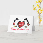 60e diamanten bruiloft pinguïn kaart (Gele Bloem)