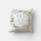 60e Diamanten Bruiloft Rozen Bloemen Kussen (Voorkant)