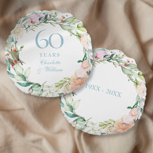 60e Diamanten Bruiloft Rozen Guirlande Rond Kussen