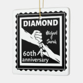 60e diamanten bruiloft traditionele trouwdag keramisch ornament (Links)