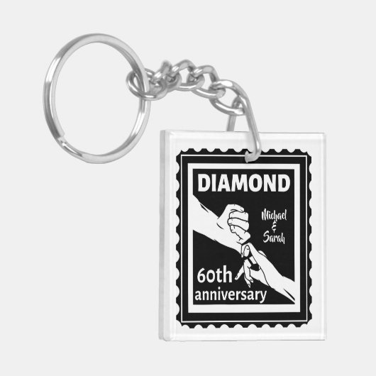 60e diamanten bruiloft traditionele trouwdag sleutelhanger (Voorkant Links)