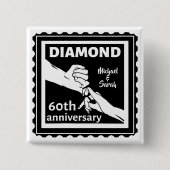 60e diamanten bruiloft traditionele trouwdag vierkante button 5,1 cm (Voorkant)