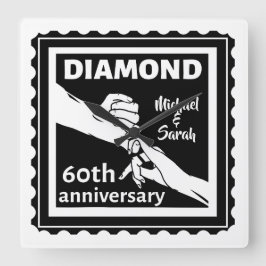 60e diamanten bruiloft traditionele trouwdag vierkante klok