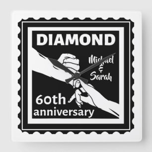60e diamanten bruiloft traditionele trouwdag vierkante klok