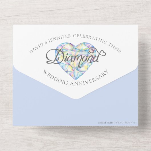 60e diamanten bruiloft waterverf all in one uitnodiging (Achterkant)