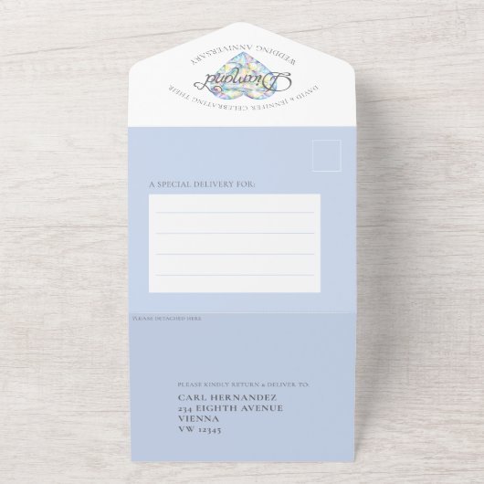 60e diamanten bruiloft waterverf all in one uitnodiging (Buitenkant)