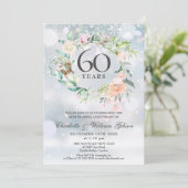 60e diamanten bruiloft Winter bloemstuk Kaart (Staand voorkant)