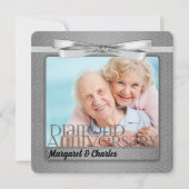 60e diamanten huwelijksjubileum aangepaste foto-fe kaart (Voorkant)