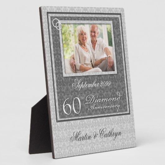 60e Diamanten Huwelijksjubileum Foto Namen en Datu Fotoplaat (Zijkant)