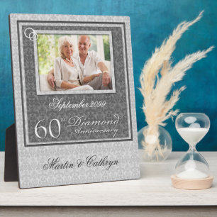 60e Diamanten Huwelijksjubileum Foto Namen en Datu Fotoplaat