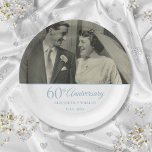 60e diamanten huwelijksjubileum foto papieren bordje<br><div class="desc">Personaliseer met uw favoriete trouwfoto en speciale 60 jaar diamanten huwelijksjubileum details in chic diamantblauwe typografie. Ontworpen door Thisisnotme©</div>