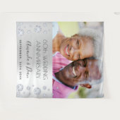 60e diamanten huwelijksjubileum foto zilver wandkleed (Voorkant (horizontaal))