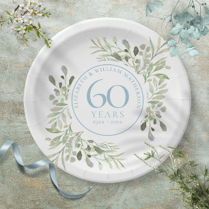 60e Diamanten Huwelijksjubileum Groene Decoratie Papieren Bordje