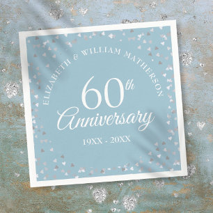 60e diamanten huwelijksjubileum harten confetti servet