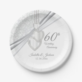 60e Diamanten Huwelijksjubileum op Witte Papieren Bordje