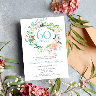 60e Diamanten Huwelijksjubileum Rozen Bloemen Kaart