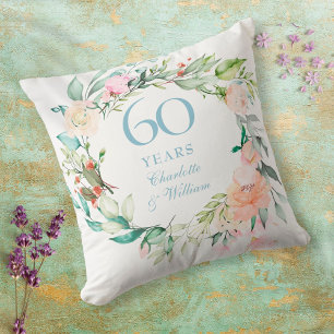 60e Diamanten Huwelijksjubileum Rozen Bloemen Kussen