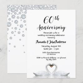 60e diamanten huwelijksjubileum twee zwanen wit kaart