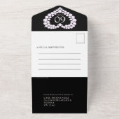 60e diamanten huwelijksjubileum zwart wit all in one uitnodiging (Buitenkant)