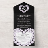 60e diamanten huwelijksjubileum zwart wit all in one uitnodiging (Binnen)