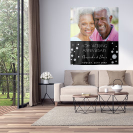 60e diamanten huwelijksjubileum zwarte foto wandkleed
