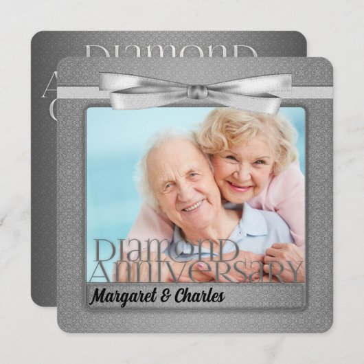 60e diamanten jubileum aangepaste foto-feestje kaart (Voorkant / Achterkant)