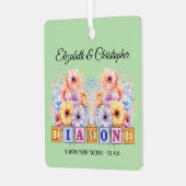 60e diamanten jubileum bloemen groen metalen ornament (Voorkant links)