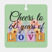 60e diamanten jubileum bloemen groen metalen ornament (Achterkant)