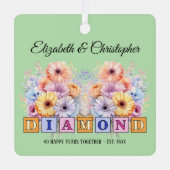 60e diamanten jubileum bloemen groen metalen ornament (Voorkant)