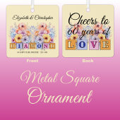 60e diamanten jubileum bloemen perzik metalen ornament