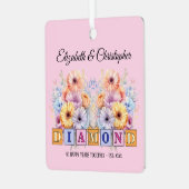 60e diamanten jubileum bloemen roze metalen ornament (Voorkant links)