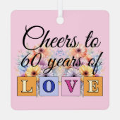 60e diamanten jubileum bloemen roze metalen ornament (Achterkant)