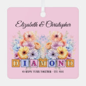 60e diamanten jubileum bloemen roze metalen ornament (Voorkant)