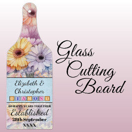 60e diamanten jubileum bloemenblauw snijplank