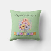 60e diamanten jubileum bloemengroen kussen (Achterkant)