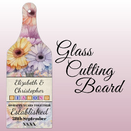 60e diamanten jubileum bloemenperzik snijplank